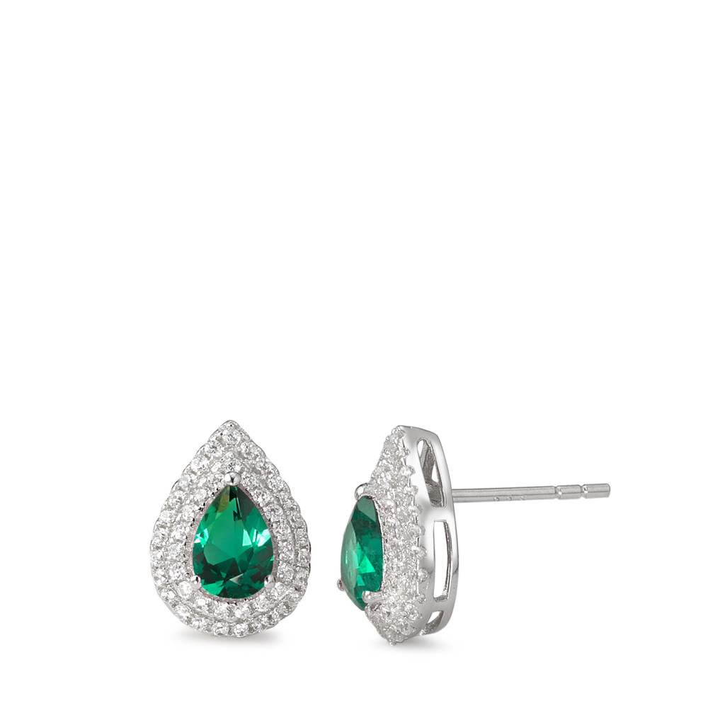 Clous d'oreilles Argent Zircone vert Rhodié-586730