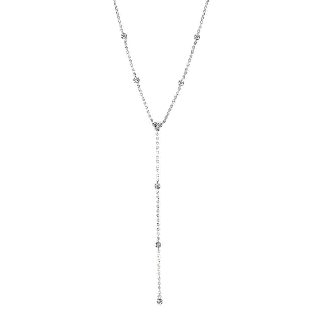 Collier Argent Zircone 14 Pierres Rhodié 40-45 cm-586751