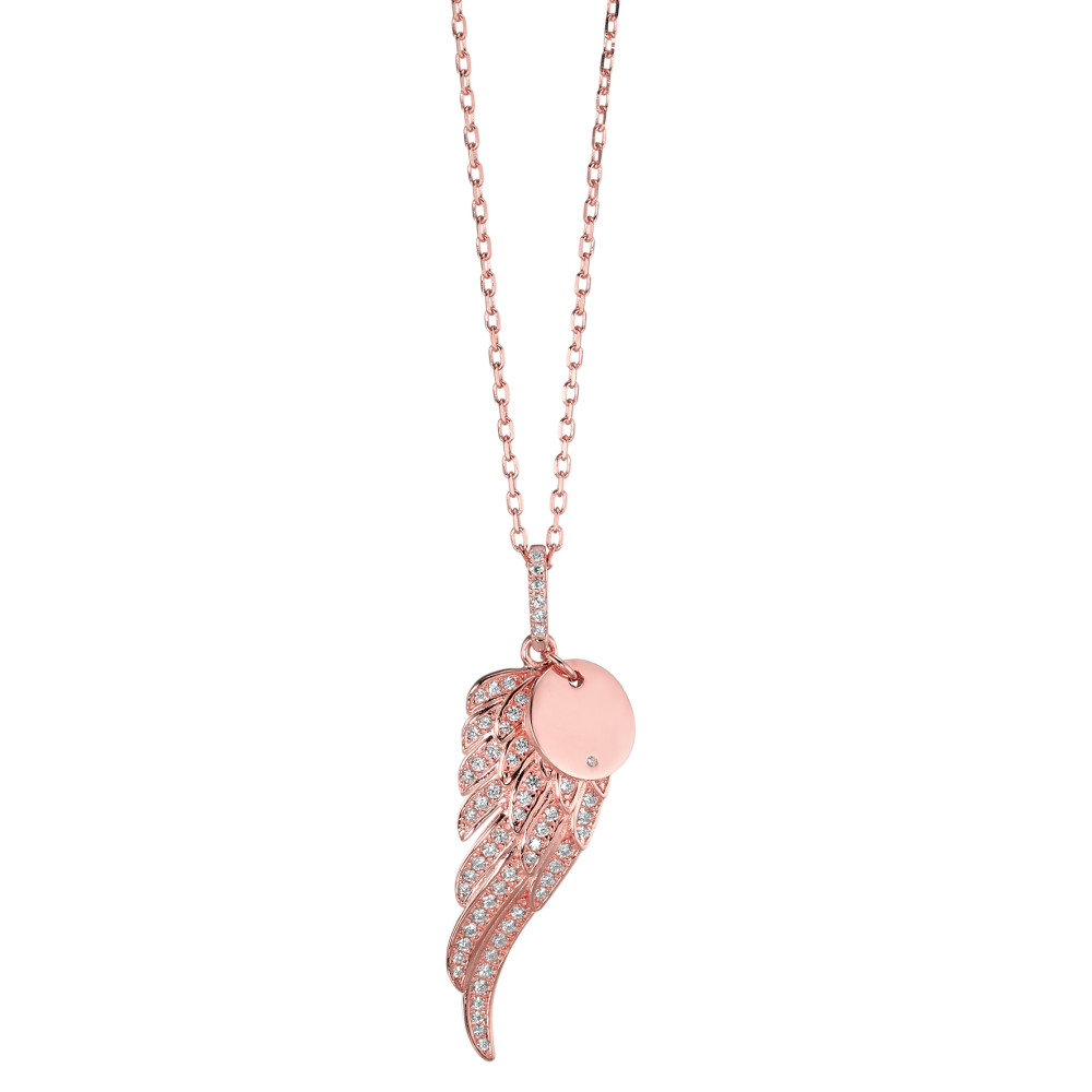 Halskette mit Anhänger Silber Zirkonia rosé vergoldet Flügel 40-45 cm verstellbar-586757