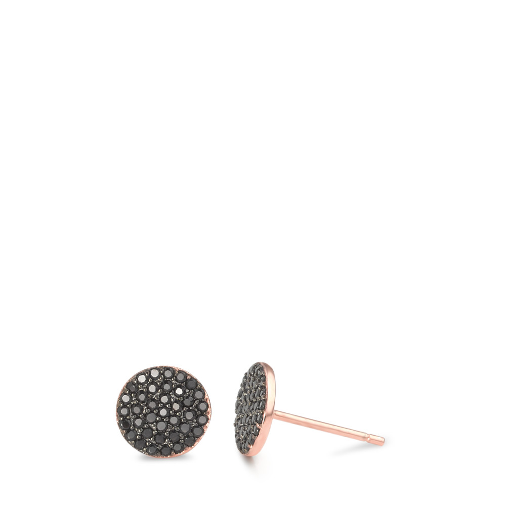 Clous d'oreilles Argent Zircone noir rosé Plaqué or Ø7.5 mm-586816