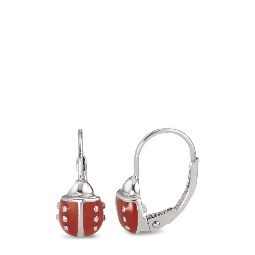 Pendant d'oreilles Argent Laqué Coccinelle Ø7 mm-586830