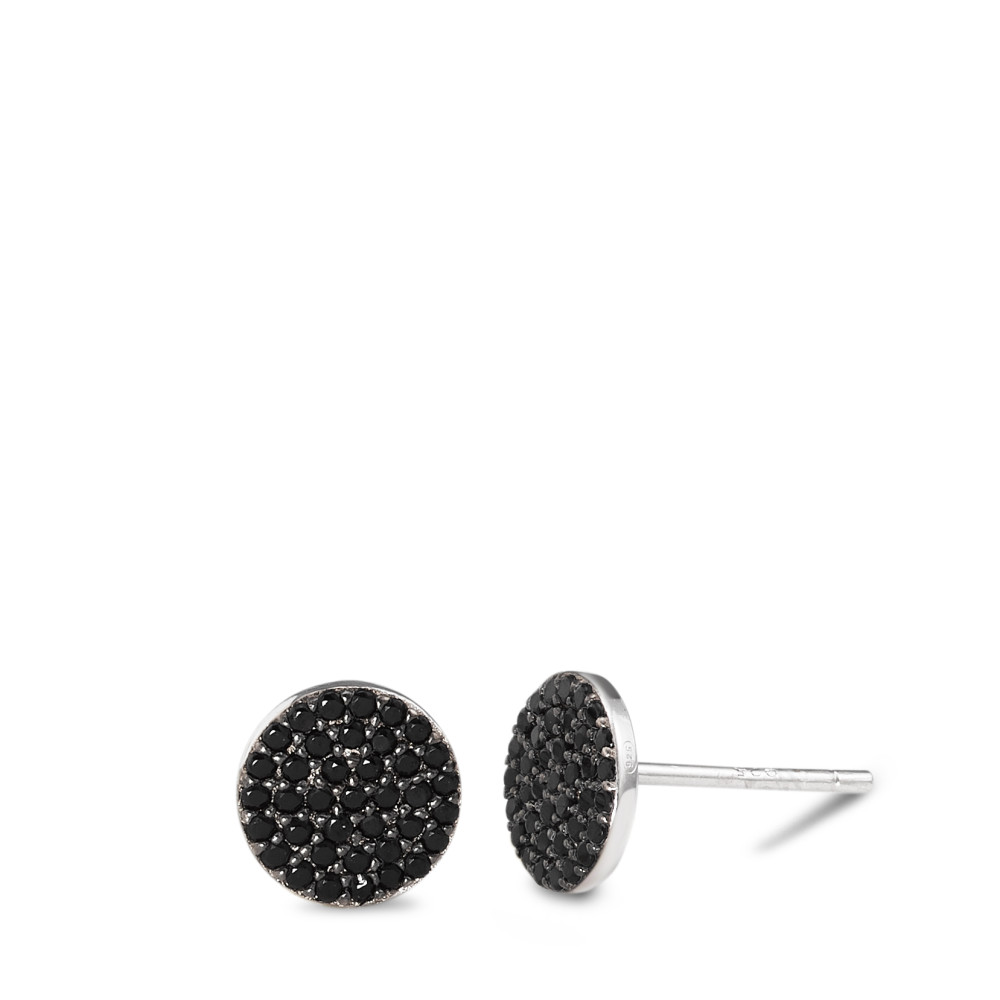 Clous d'oreilles Argent Zircone noir Rhodié Ø7.5 mm-586846