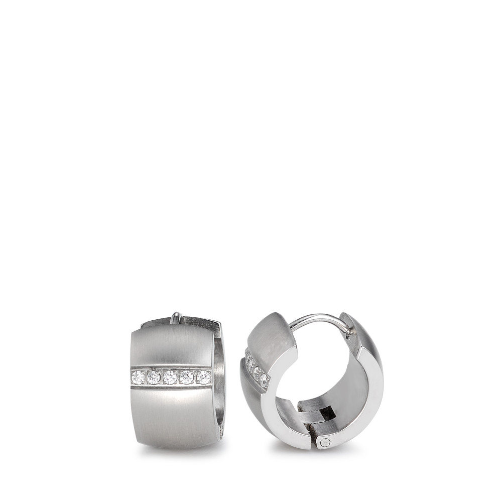 Créoles à charnières Acier inoxydable Zircone 10 Pierres-587070
