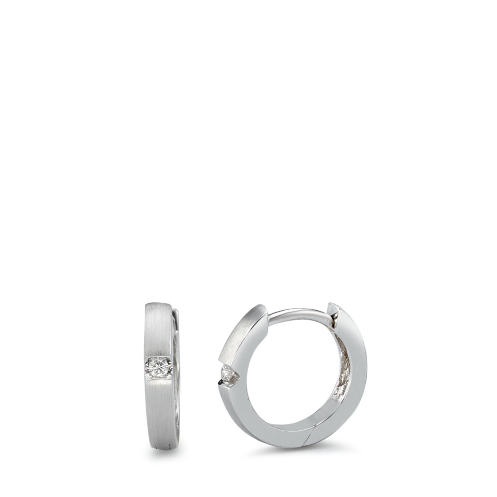 Créoles à charnières Or blanc 18K Diamant 0.03 ct, 2 Pierres, w-si-587091