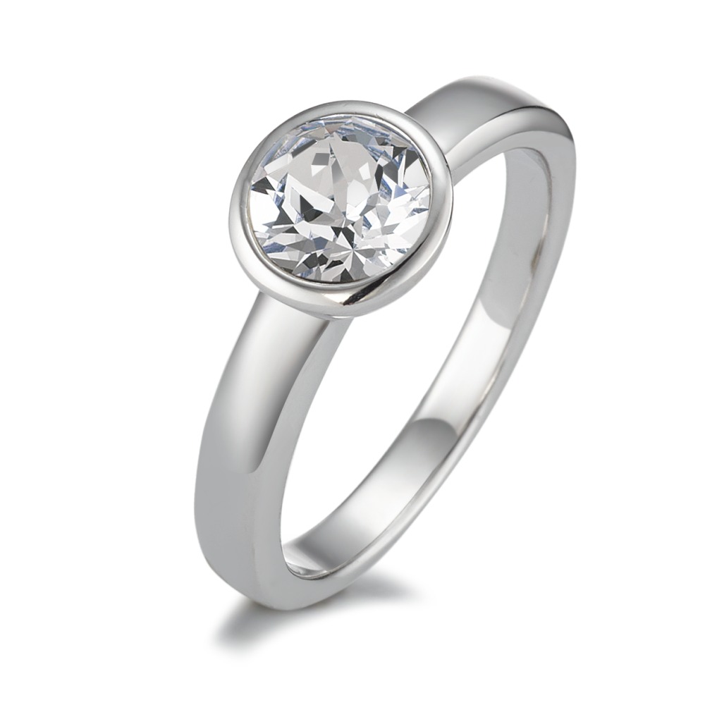 Bague solitaire Argent Zircone Rhodié Ø8 mm-587146