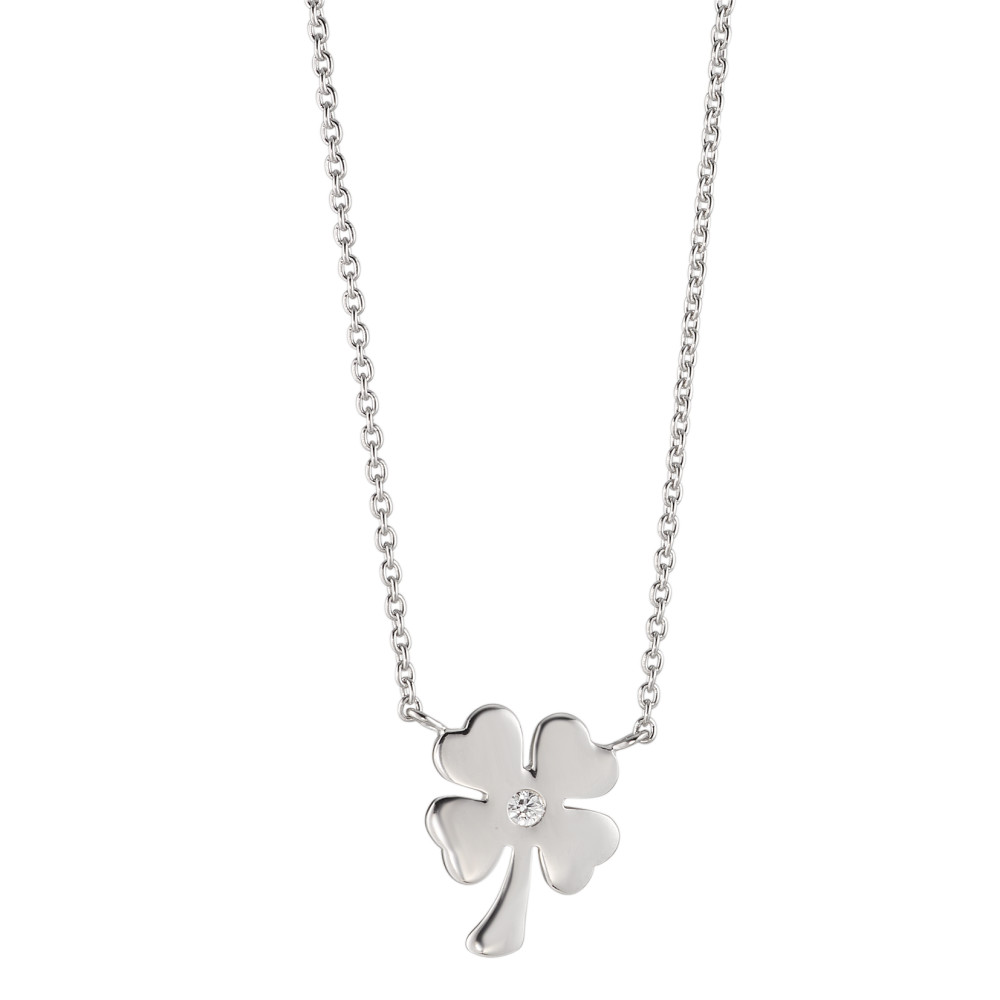 Collier Argent Zircone blanc Rhodié Feuille de Trèfle 40-42 cm-587154