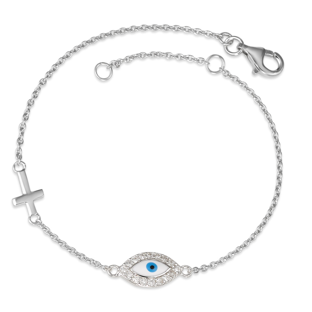 Bracelet Argent Zircone Rhodié Croix 16-18 cm-587161