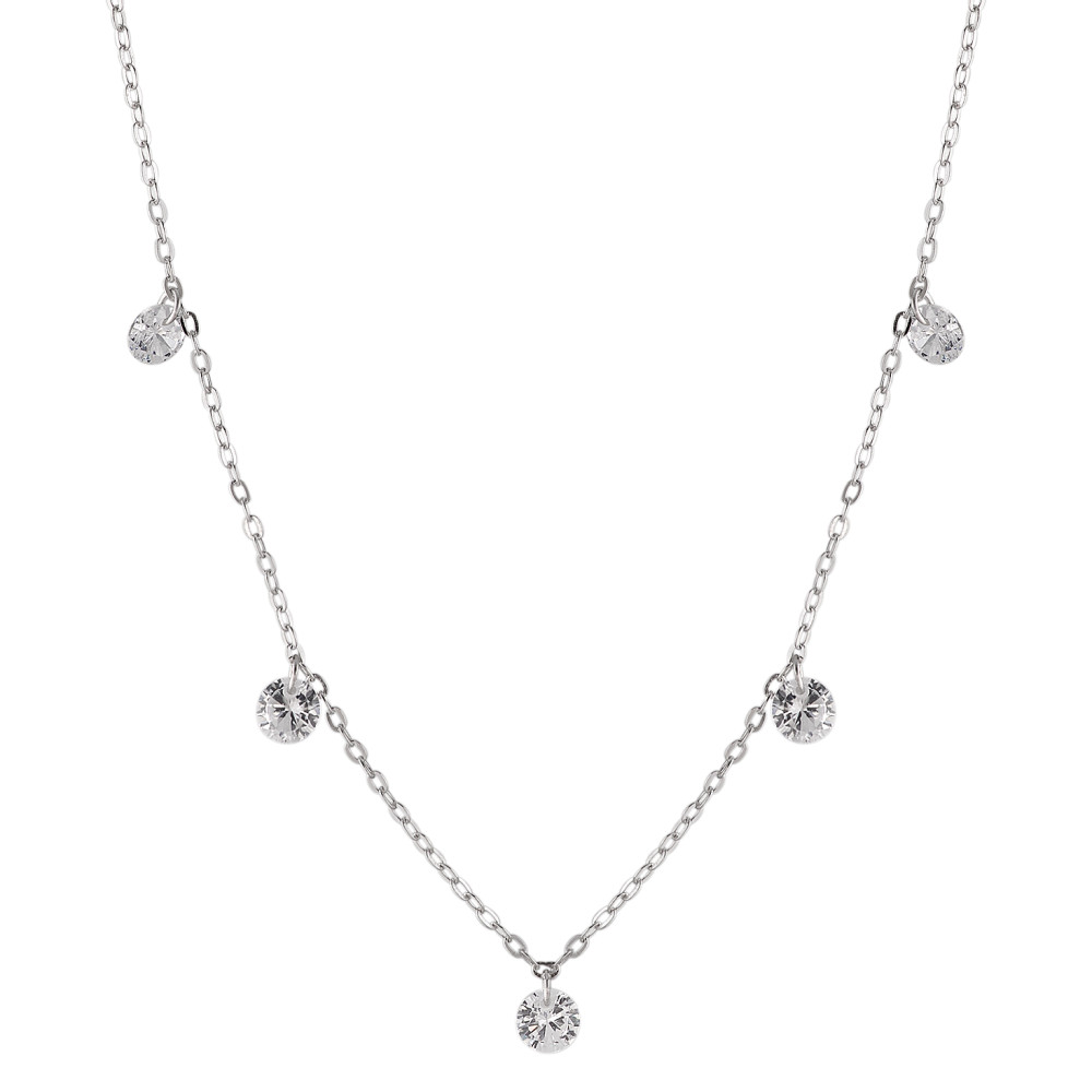 Collier Argent Cristal 5 Pierres Rhodié 40-42 cm-587167