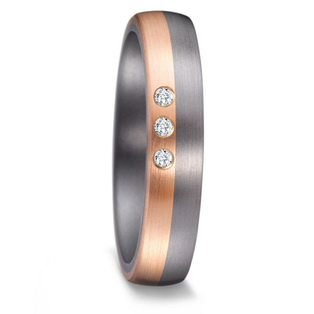 Alliance Tantale 999, Or rose 14K Diamant 0.03 ct, 3 Pierres, w-si-587210