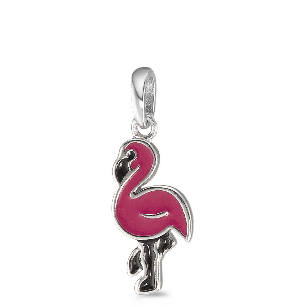 Pendentif Argent Laqué Flamant Rose-588163