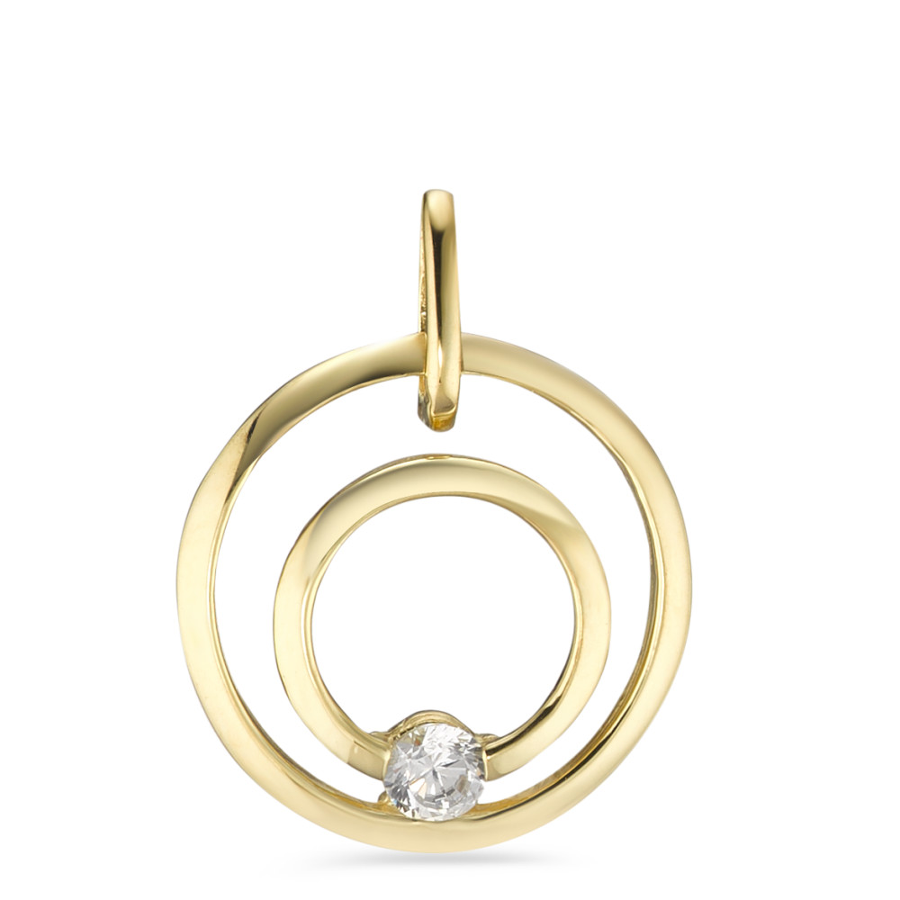 Pendentif Or jaune 9K Zircone Ø18 mm-588180