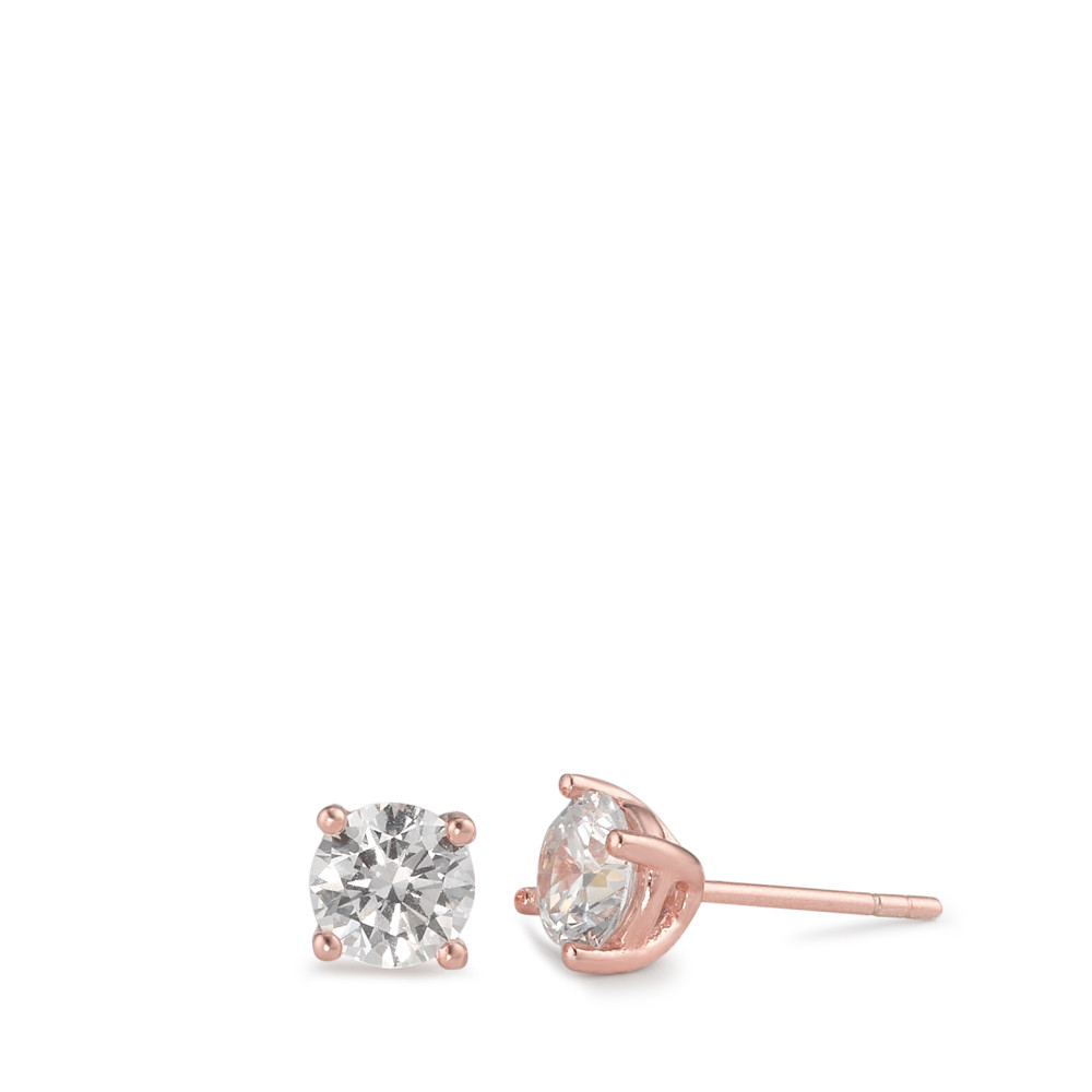 Ohrstecker Silber Zirkonia 2 Steine rosé vergoldet Ø6 mm-588190