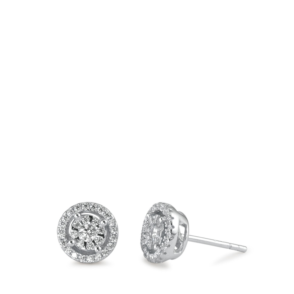 Clous d'oreilles Argent Zircone Rhodié Ø8 mm-588194