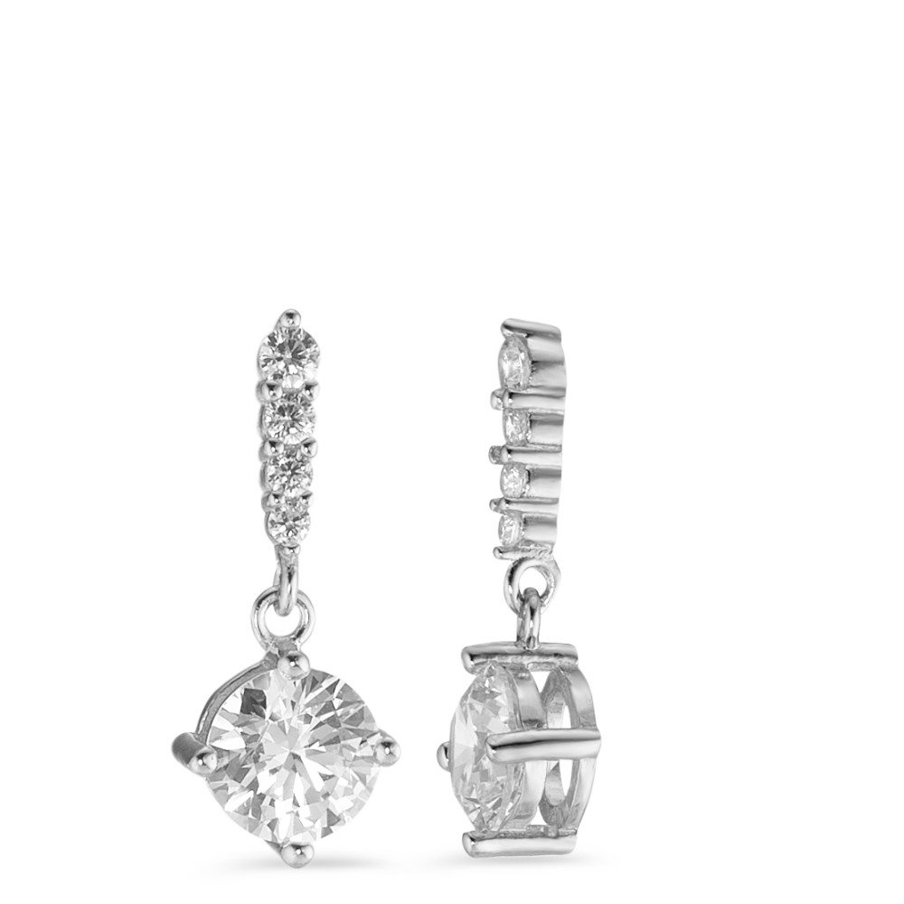 Pendant d'oreilles Argent Zircone 10 Pierres Rhodié Ø7 mm-588200
