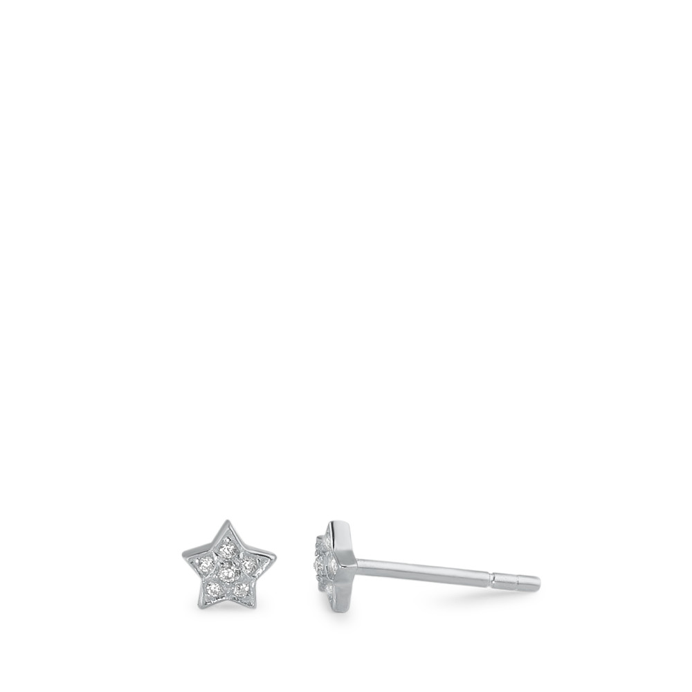 Clous d'oreilles Argent Zircone 12 Pierres Rhodié Étoile Ø5 mm-588203