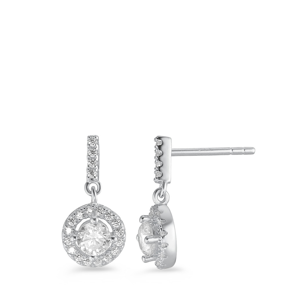 Pendant d'oreilles Argent Zircone Rhodié Ø7 mm-588206
