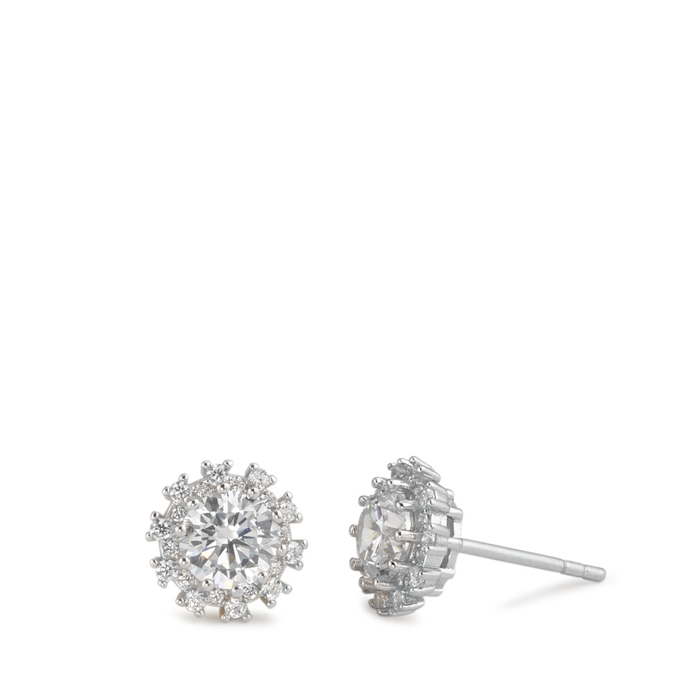 Clous d'oreilles Argent Zircone Rhodié Ø9 mm-588219