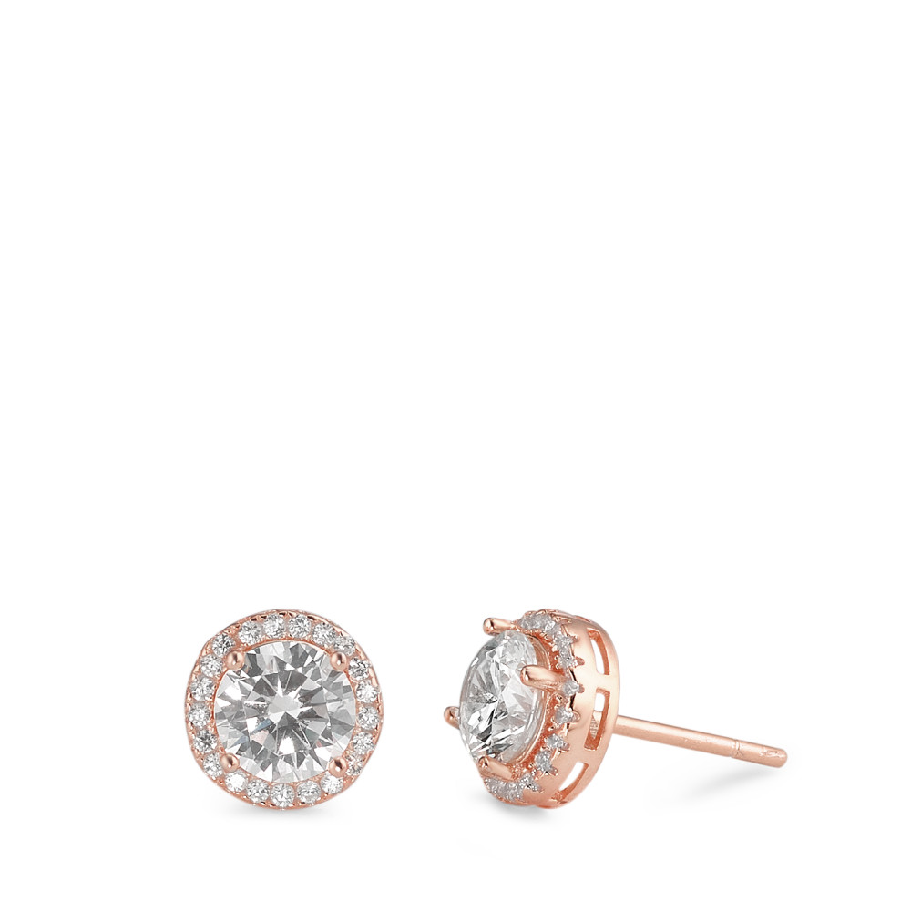 Clous d'oreilles Argent Zircone rosé Plaqué or Ø8.5 mm-588221
