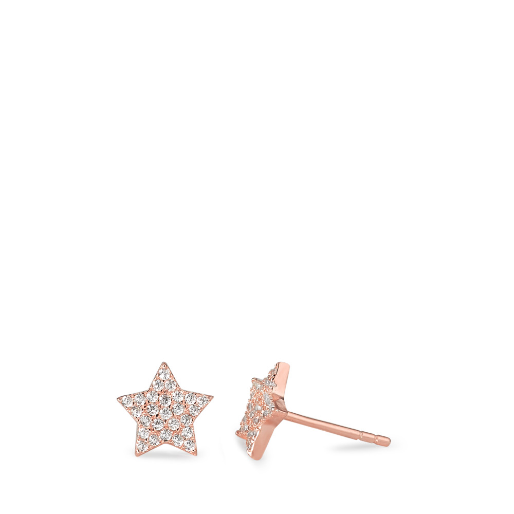 Clous d'oreilles Argent Zircone rosé Plaqué or Étoile Ø8.5 mm-588225