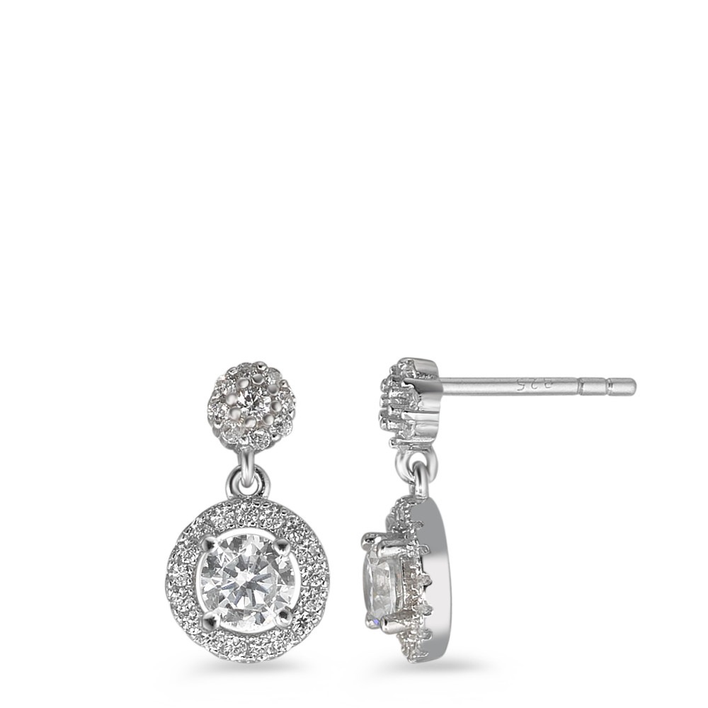 Pendant d'oreilles Argent Zircone Rhodié Ø7.5 mm-588233