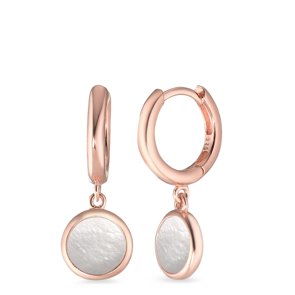 Créoles à charnières Argent rosé Plaqué or nacre blanc, 2 Perles-588267
