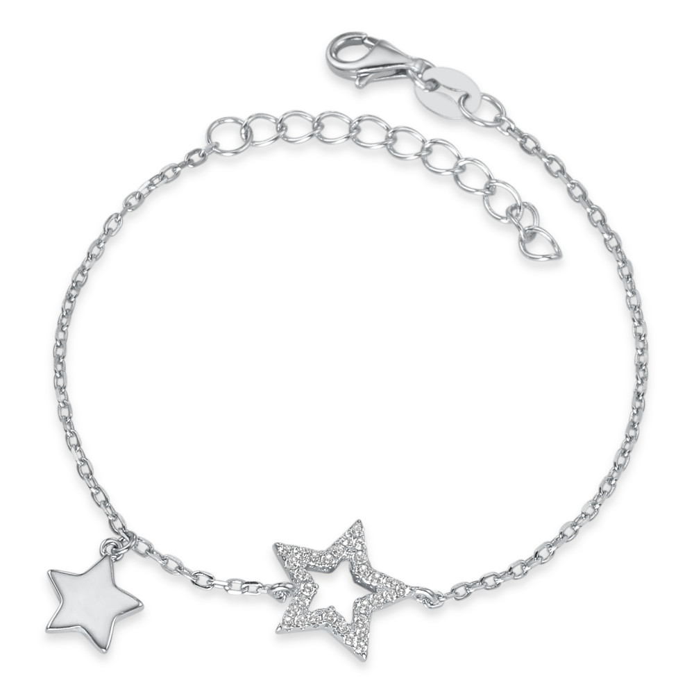 Bracelet Argent Zircone Rhodié Étoile 16-19 cm-588323