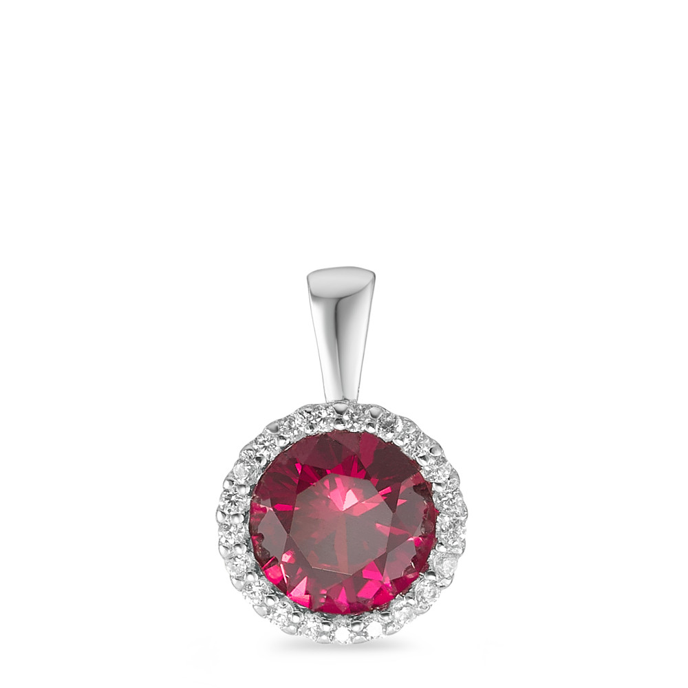 Pendentif Argent Zircone rouge Rhodié Ø9 mm-588556