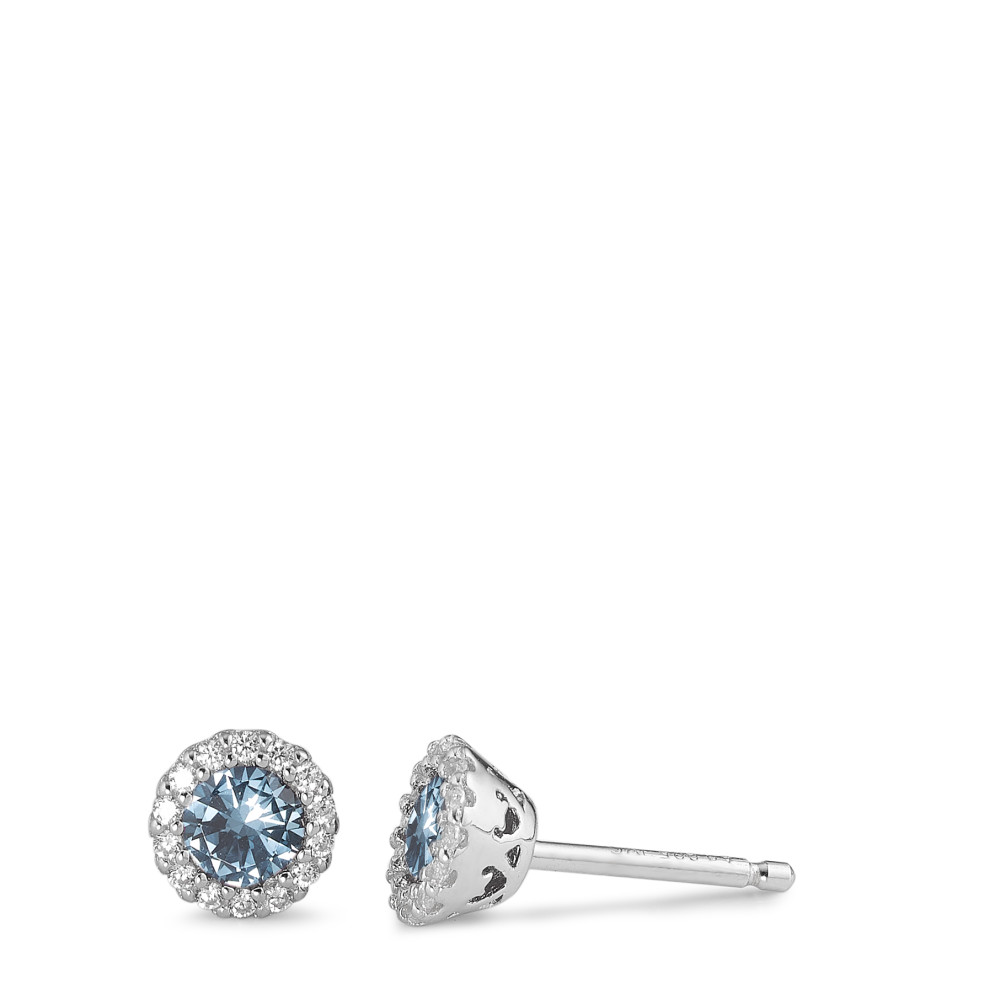 Clous d'oreilles Argent Zircone bleu clair Rhodié Ø6 mm-588565