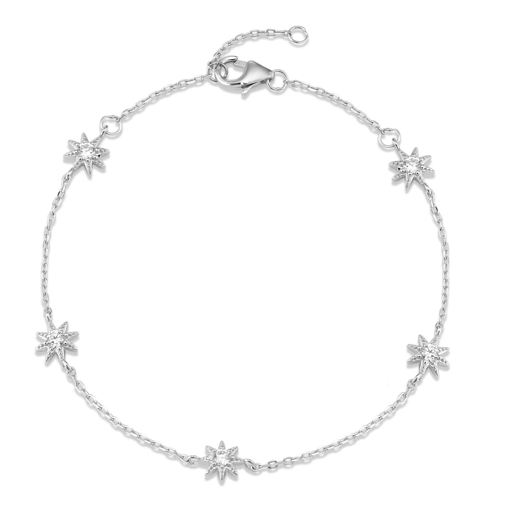 Bracelet Argent Zircone 5 Pierres Rhodié Étoile 16-19 cm-588587
