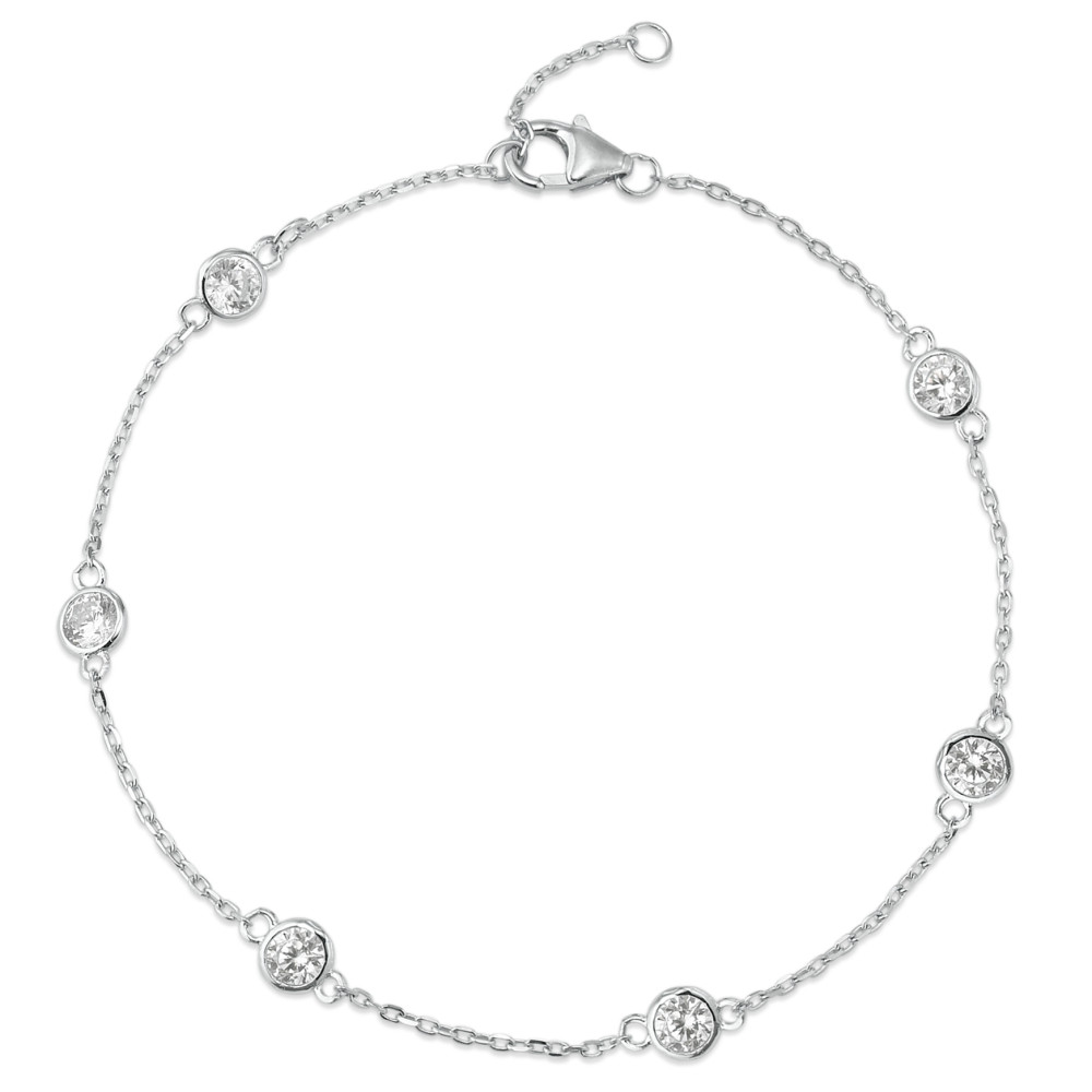 Bracelet Argent Zircone 6 Pierres Rhodié 16-19 cm-588588
