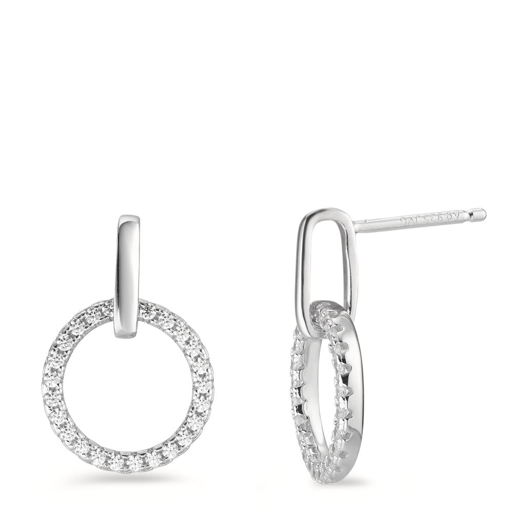 Pendant d'oreilles Argent Zircone Rhodié Ø13 mm-588601
