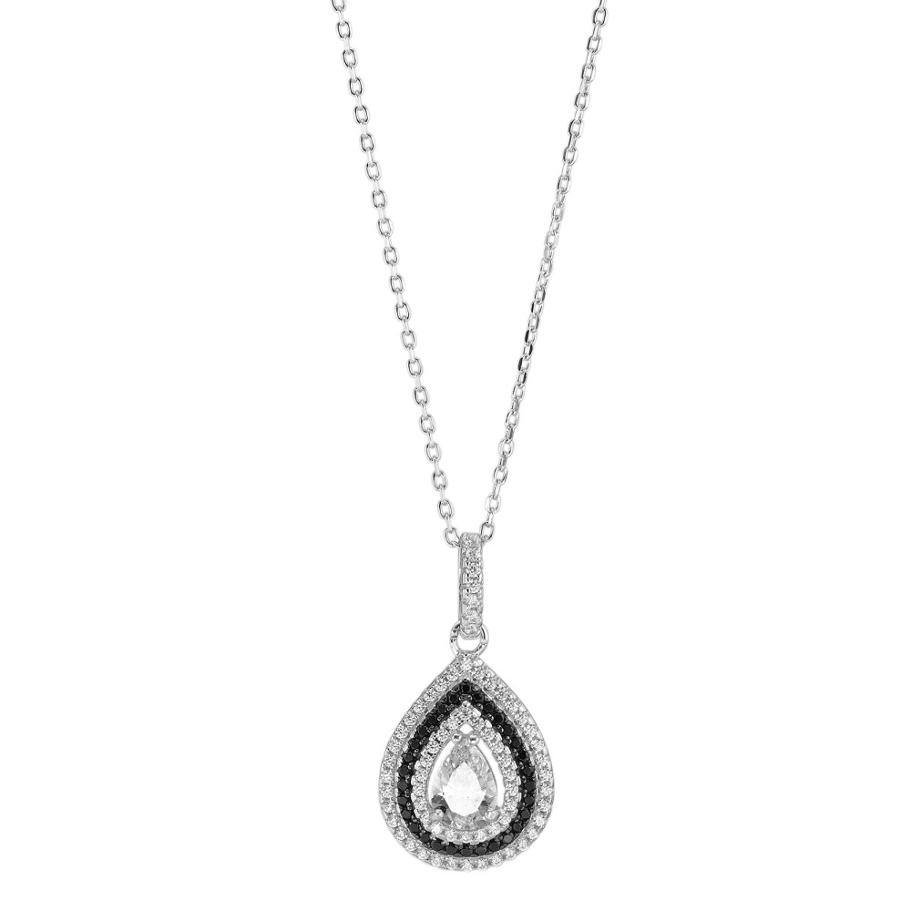 Chaînette avec pendentif Argent Zircone Rhodié 39-42 cm-588612