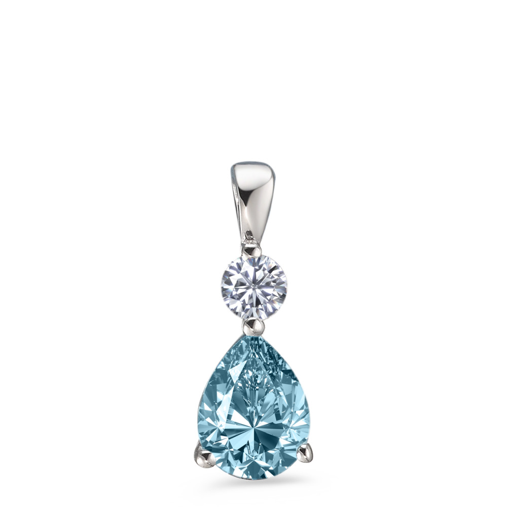 Anhไnger Silber Topas blau, Zirkonia weiss rhodiniert-588755