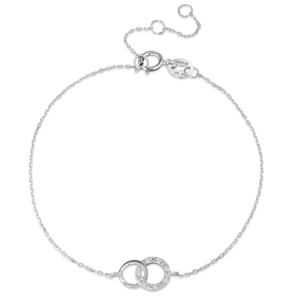 Bracelet Or blanc 9K Diamant 0.025 ct, 7 Pierres, w-pi1 15-18 cm-588799