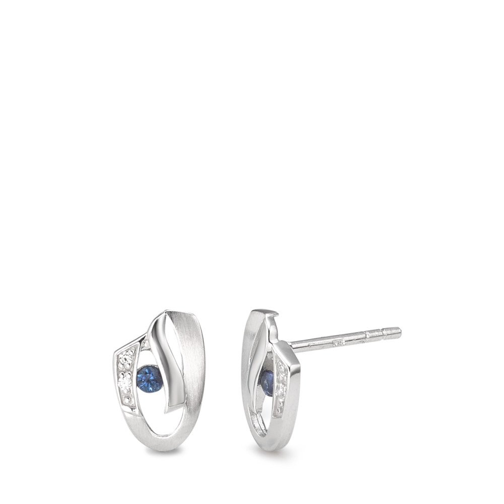 Clous d'oreilles Or blanc 9K Saphir 6 Pierres-588809
