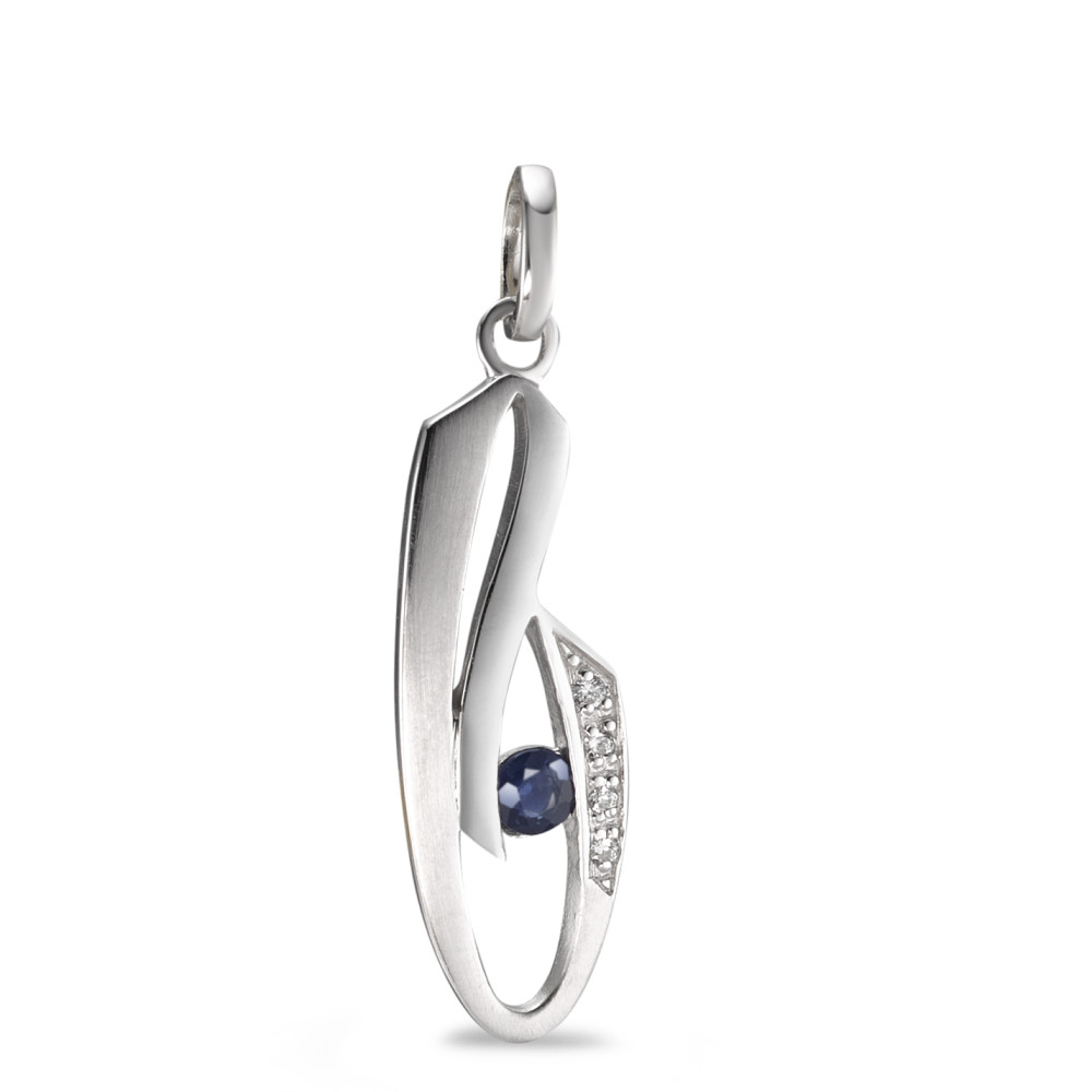 Pendentif Or blanc 9K Saphir 5 Pierres-588810