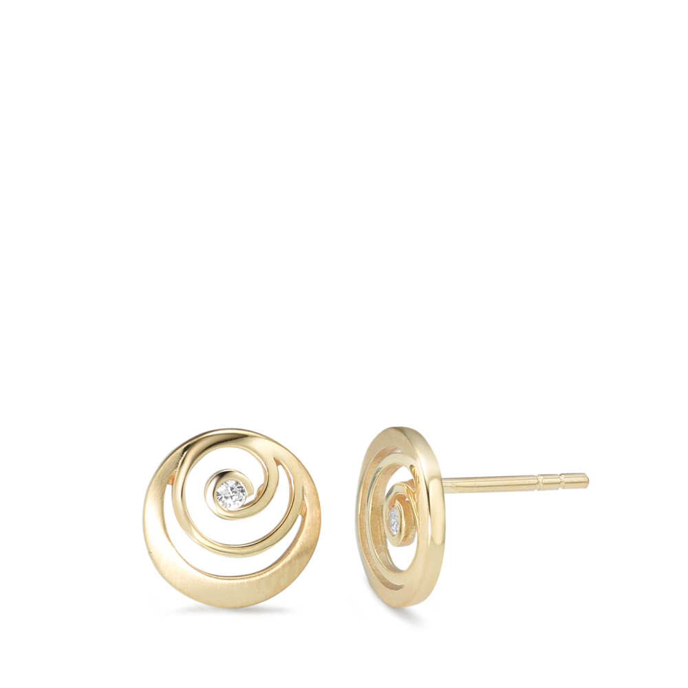Clous d'oreilles Or jaune 9K Zircone 2 Pierres Ø10 mm-588811