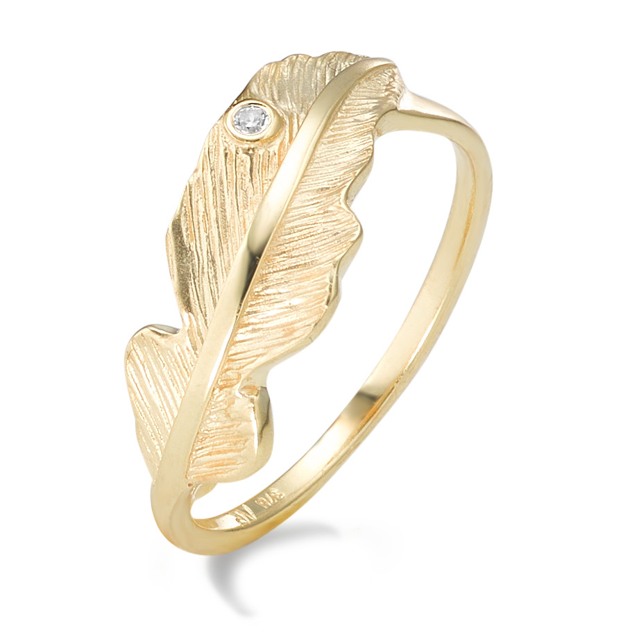 Bague Or jaune 9K Zircone Plume-588817