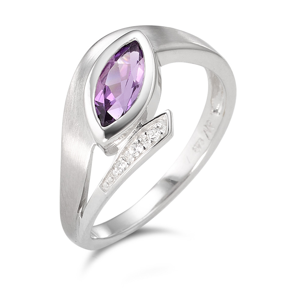 Bague Or blanc 9K Améthyste 4 Pierres-588820