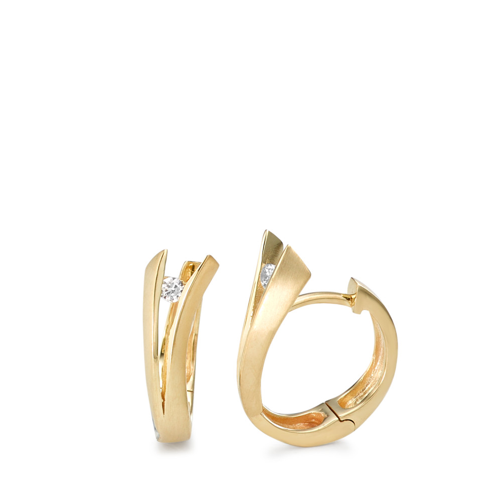 Créoles à charnières Or jaune 9K Zircone 2 Pierres-588821