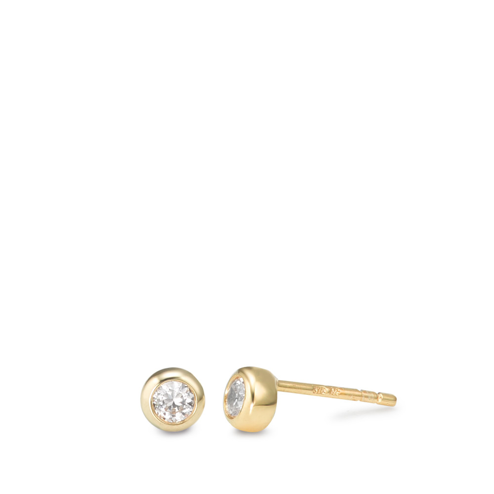 Clous d'oreilles Or jaune 9K Zircone 2 Pierres Ø4.5 mm-588824