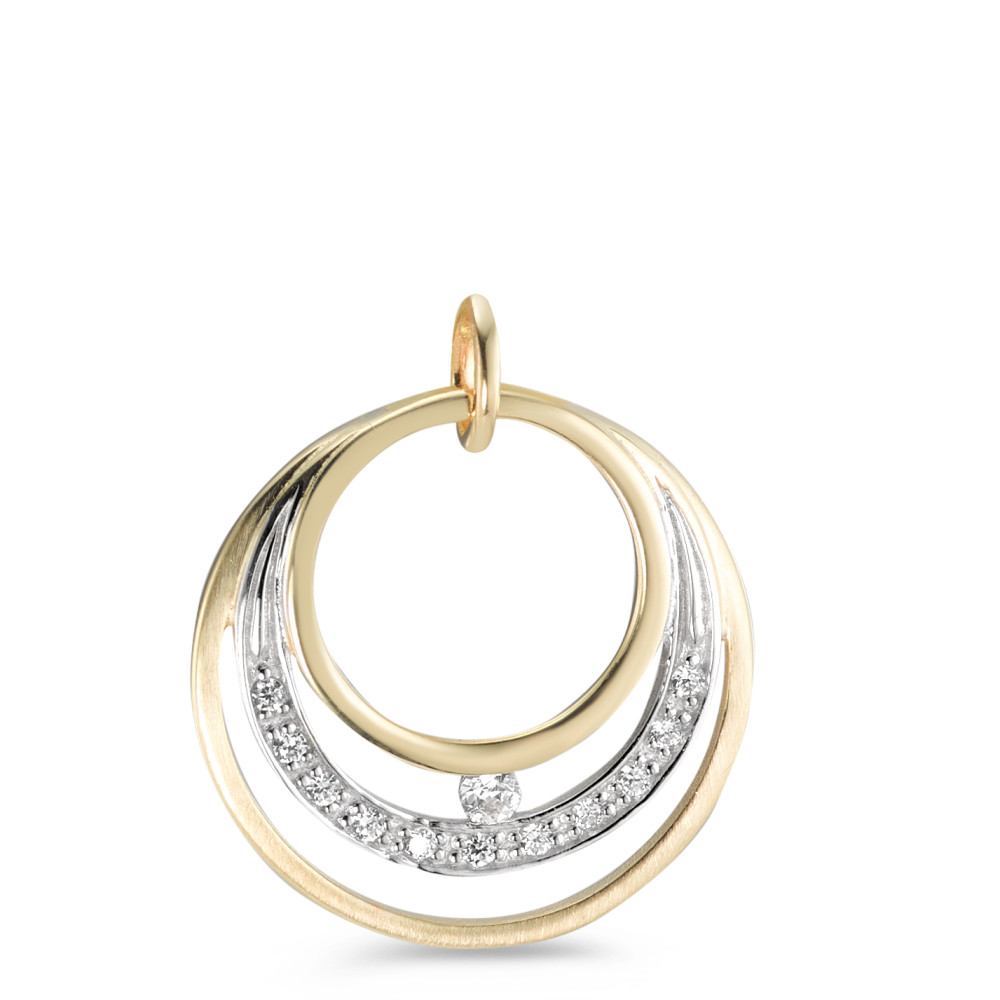 Pendentif Or jaune 9K Zircone 12 Pierres Bicolore-588833