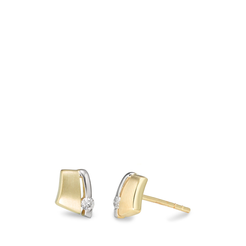 Clous d'oreilles Or jaune 9K Zircone 2 Pierres-588836