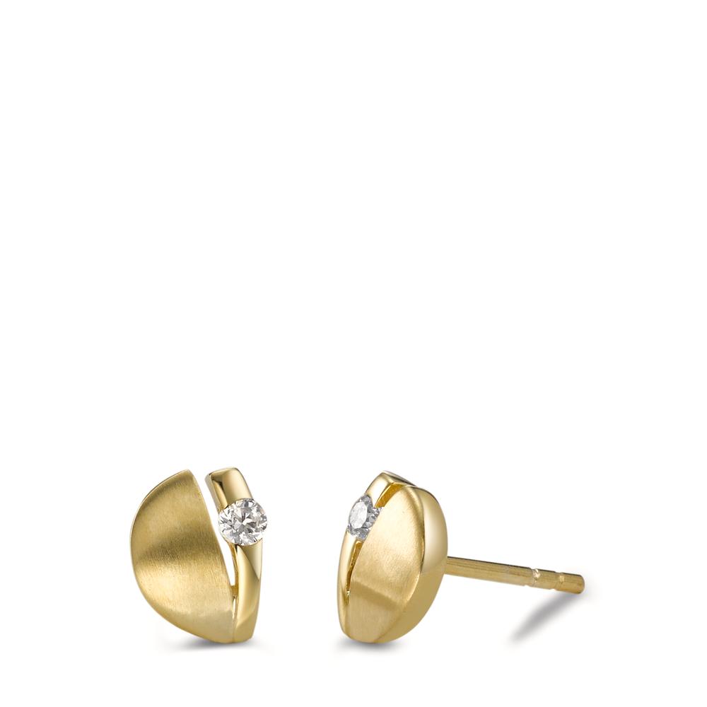 Clous d'oreilles Or jaune 9K Zircone 2 Pierres-588837