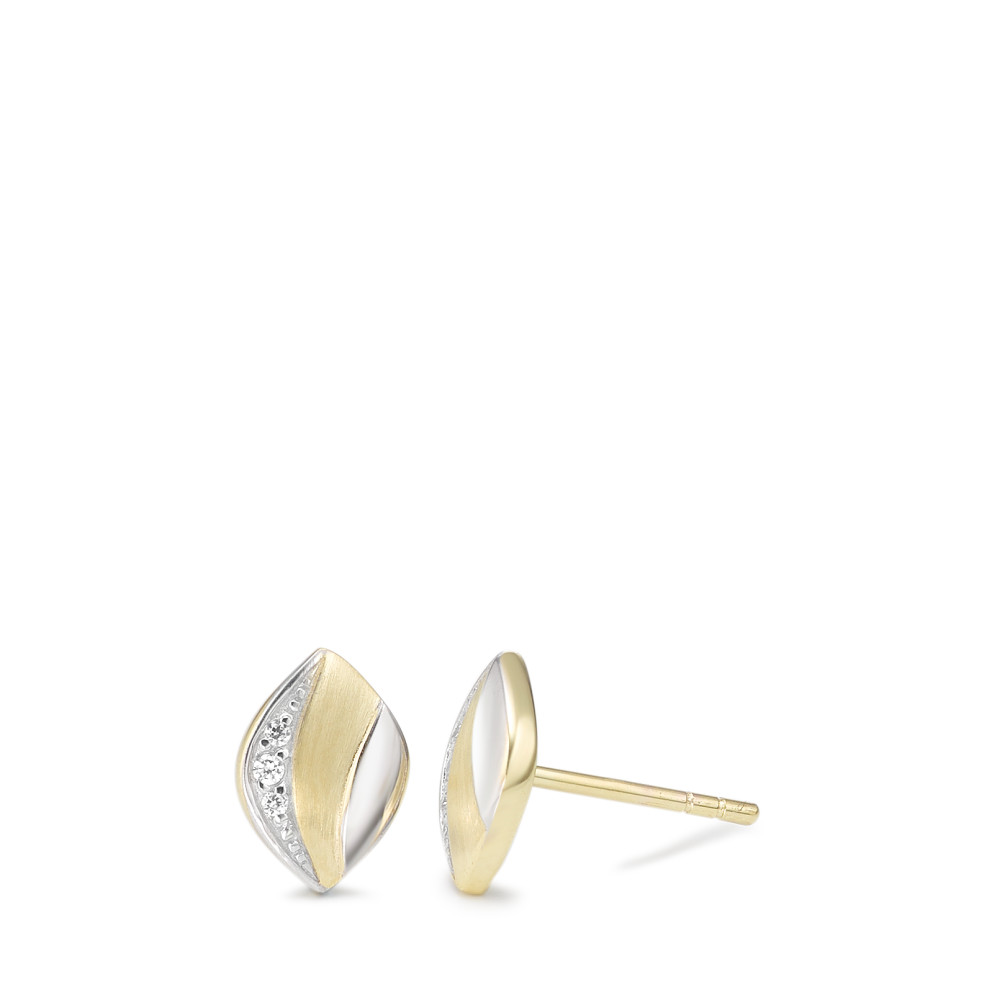 Clous d'oreilles Or jaune 9K Zircone 6 Pierres Bicolore-588844