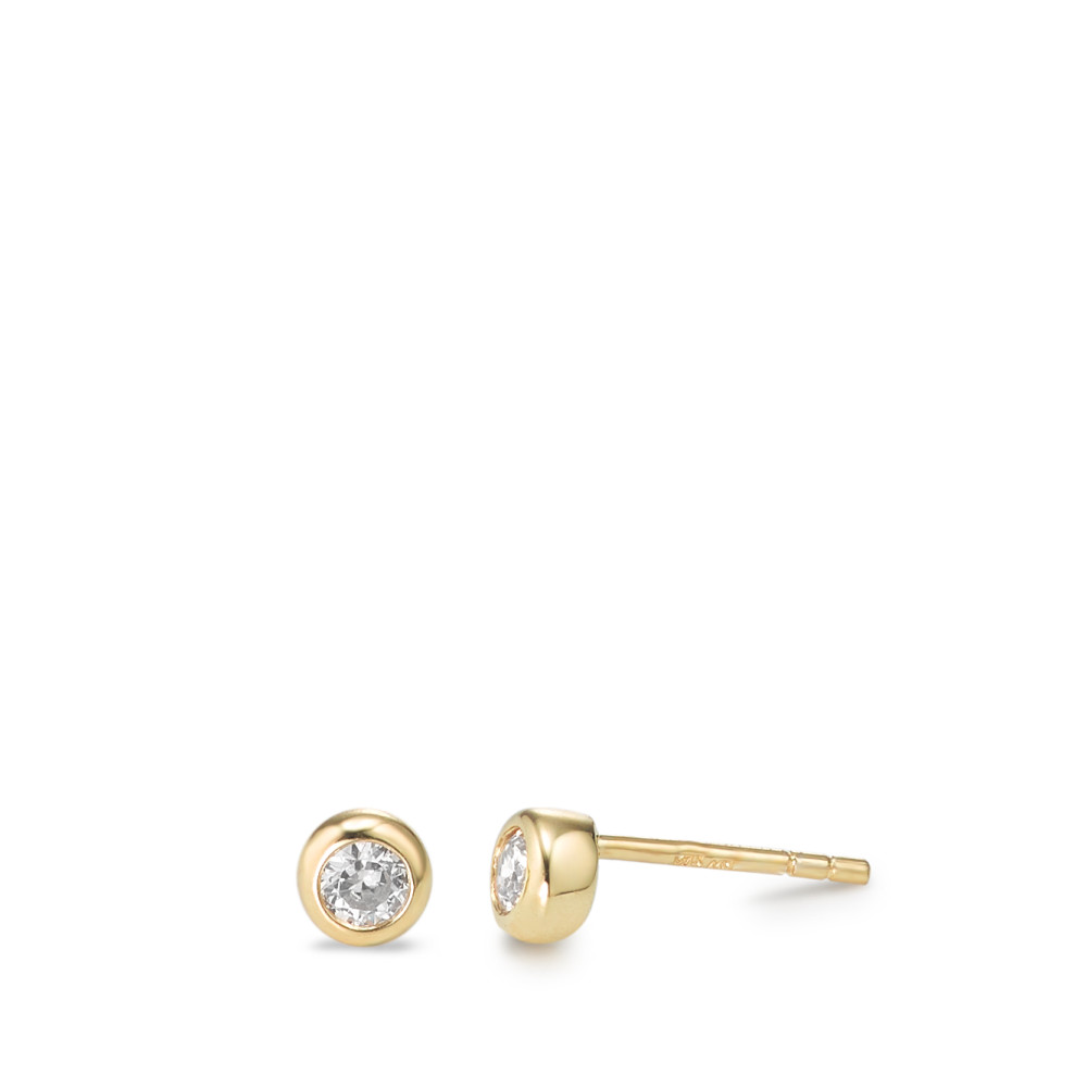 Clous d'oreilles Or jaune 9K Zircone 2 Pierres Ø4.5 mm-588845