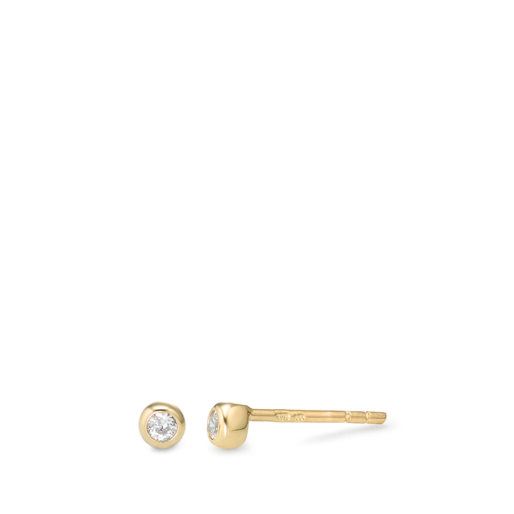 Clous d'oreilles Or jaune 9K Zircone 2 Pierres Ø3.3 mm-588847