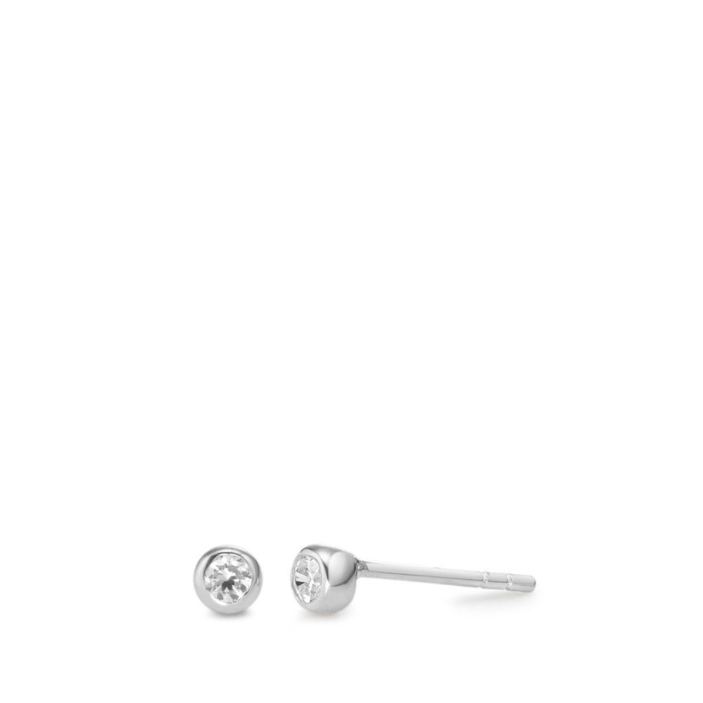 Clous d'oreilles Or blanc 9K Zircone 2 Pierres Ø3.5 mm-588849