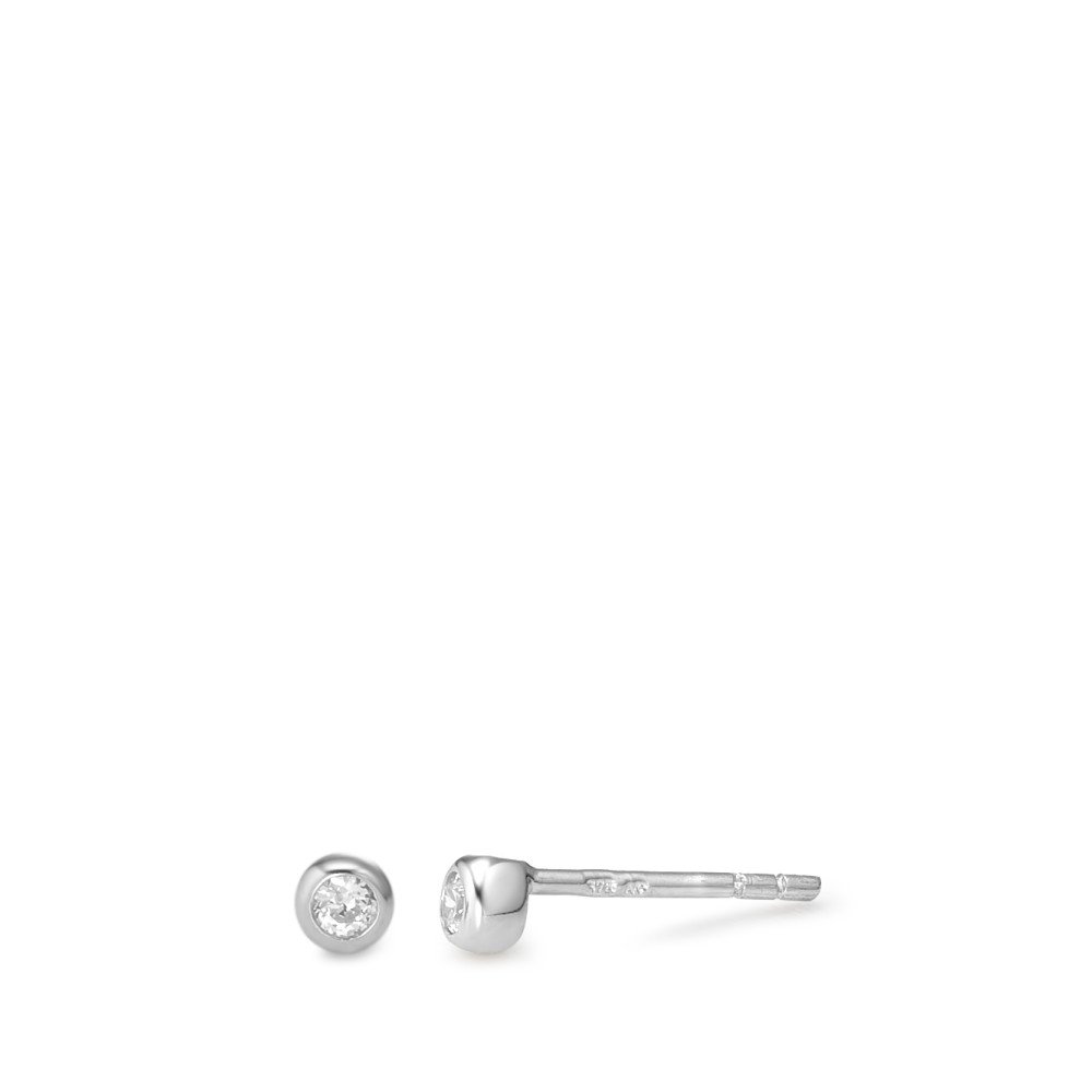 Clous d'oreilles Or blanc 9K Zircone 2 Pierres Ø3.3 mm-588850