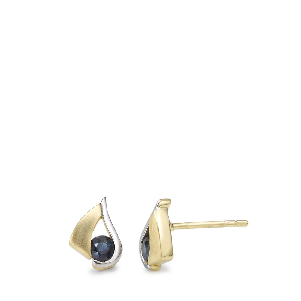 Clous d'oreilles Or jaune 9K, Or blanc 9K Saphir 2 Pierres-588855